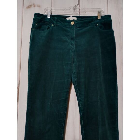 Chico's Pants Ladies 12 Chico's 2 Green Corduroy Straight Leg Western Dark Acade - Picture 3 of 8
